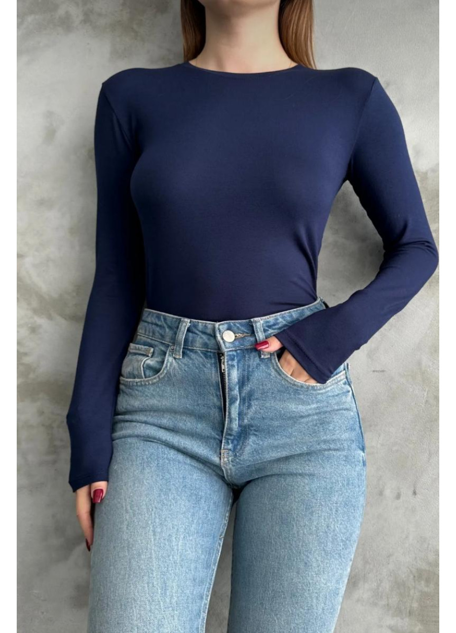 Bisiklet Yaka Basic Uzun Kollu Lacivert Body