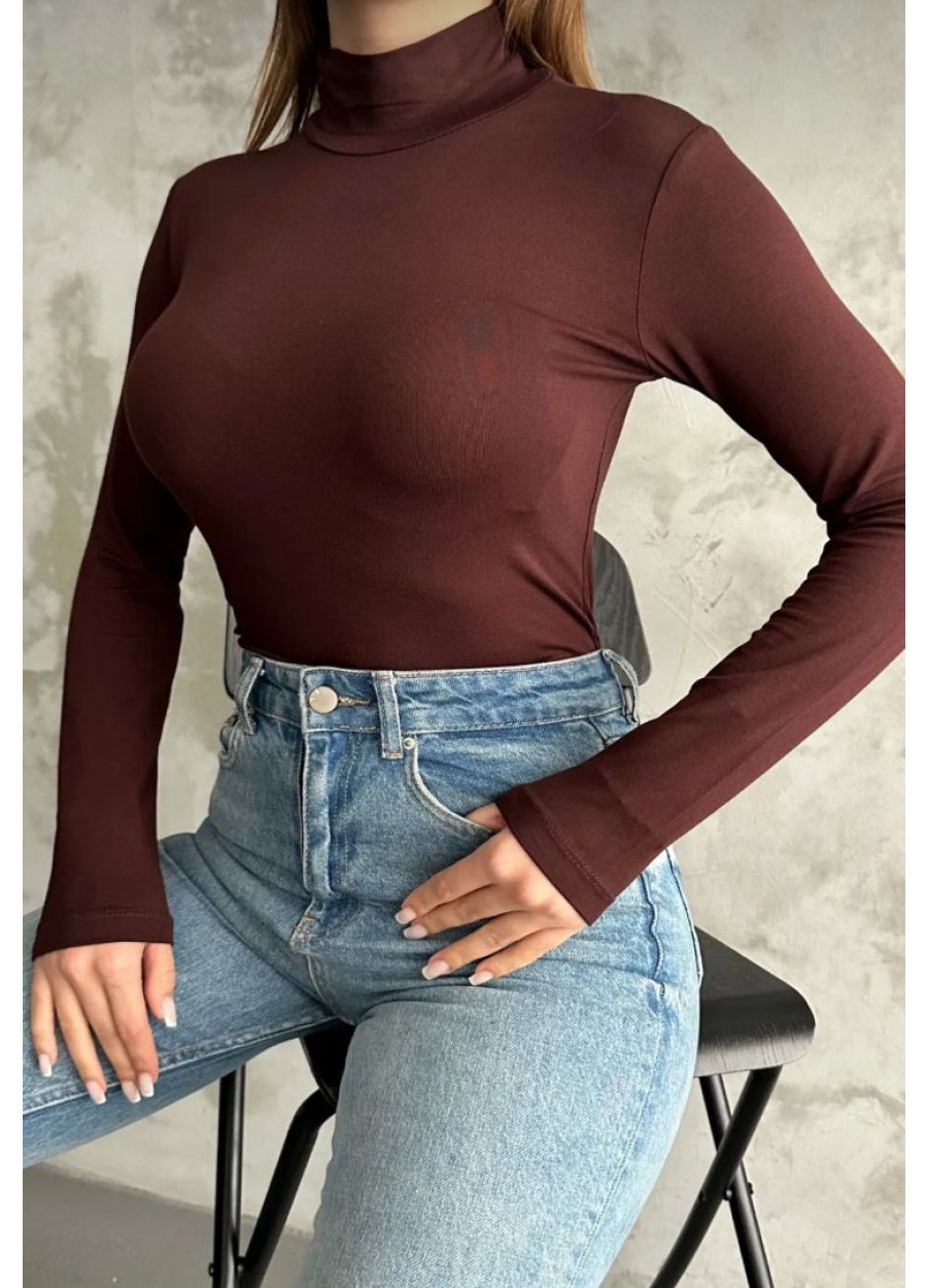 Yarım Balıkçı Yaka Basic Uzun Kollu Kahverengi Body